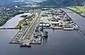 Orkanger harbour and Grønøra industrial area. By Åge Hojem, Trondheim havn.