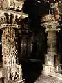 Ornate pillars inside mantapa of Someshvara temple at Haranhalli