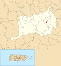 Location of Barrio Pueblo within the municipality of Orocovis shown in red