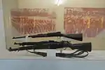 Rifles in a display case