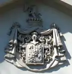 Coat of arms of the Ossoliński family on the St. Antoni Padewski Church in Warsaw