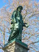 Statue atop Oswin Welles family monument, Cedar Hill Cemetery, Hartford, CT, (1873).