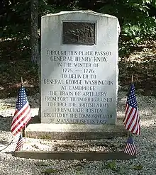 A Knox Trail stone along Route 23 in East Otis.