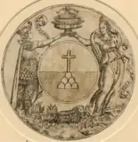 Jason and Medea, the golden fleece (still alive) at bottom. Inked-in coat-of arms, BM 1852,0301.4, unique