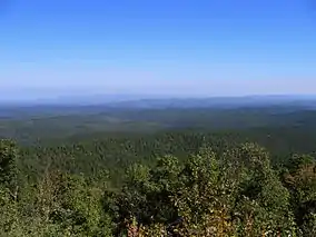 The view across Ouachita National Forest from atop the Standing Stairs Mountains.