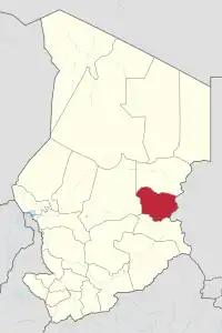 Map of Chad showing Ouaddaï.