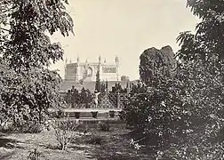 The Bibighar Well site where a memorial had been built. Samuel Bourne, 1860.