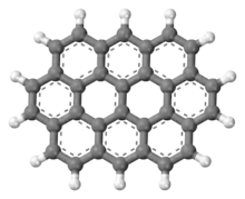 Ball-and-stick model of the ovalene molecule