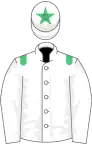 White, emerald green epaulets and star on cap