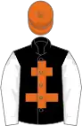 Black, orange cross of lorraine, white sleeves, orange cap