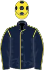 Dark blue, yellow seams, yellow cap, dark blue spots