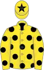 YELLOW, black spots, black star on cap