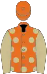 Orange, beige spots and sleeves, orange cap