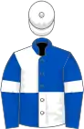 Royal blue and white (quartered), royal blue sleeves, white armlets, white cap