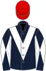 Dark blue, white chevron, diabolo on sleeves, red cap