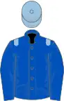 Royal Blue, light blue epaulettes, light blue cap