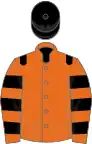 Orange, black epaulets, hooped sleeves, black cap