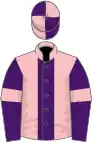 Rose, purple stripe, purple sleeves, pinkarmlets, pink cap, purple quartered