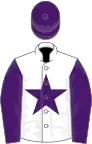 White, purple star, purple sleeves, purple cap