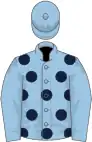 Light blue, dark blue spots on body