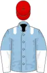 Light blue, white epaulets, halved sleeves, red cap