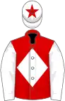 Red, white diamond and sleeves, white cap, red star