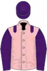 Pink, purple epaulets, sleeves and cap