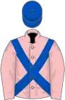 Pink, royal blue cross belts and cap