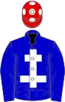 Royal Blue, white cross of lorraine, red cap, white spots