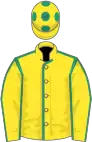 YELLOW, emerald green seams, yellow cap, green spots