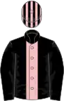 Black, pink stripe, striped cap