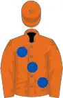 Orange, large Royal Blue spots