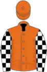 Orange, black and white checked sleeves