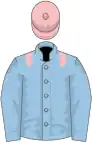 Light blue, pink epaulets and cap