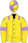 Yellow, mauve epaulets, armlets, quartered cap