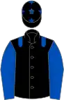 Black, royal blue epaulets, sleeves and stars on cap