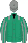 Emerald green, grey epaulets, striped sleeves, grey cap