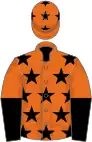 Orange, Black stars, halved sleeves