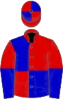 Red and blue (quartered), halved sleeves, quartered cap