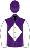 Purple, white diamond and sleeves, purple cap