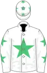 White, emerald green star, stars on sleeves and cap