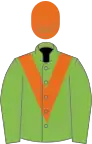 Light green, orange chevron, orange cap