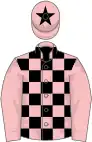 Pink and black check, pink sleeves, pink cap, black star