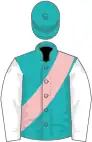 Green, pink sash and cap, white sleeves, GREEN CAP