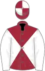 Maroon and white diabolo, white sleeves, quartered cap