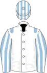 White, Light Blue epaulets, Light Blue and White striped sleeves and cap