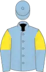 Light blue, yellow halved sleeves