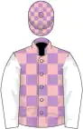 Mauve and pink check, white sleeves