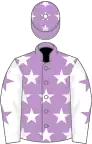 Mauve, white stars, white sleeves, mauve stars