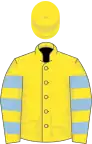 Yellow, light blue hooped sleeves